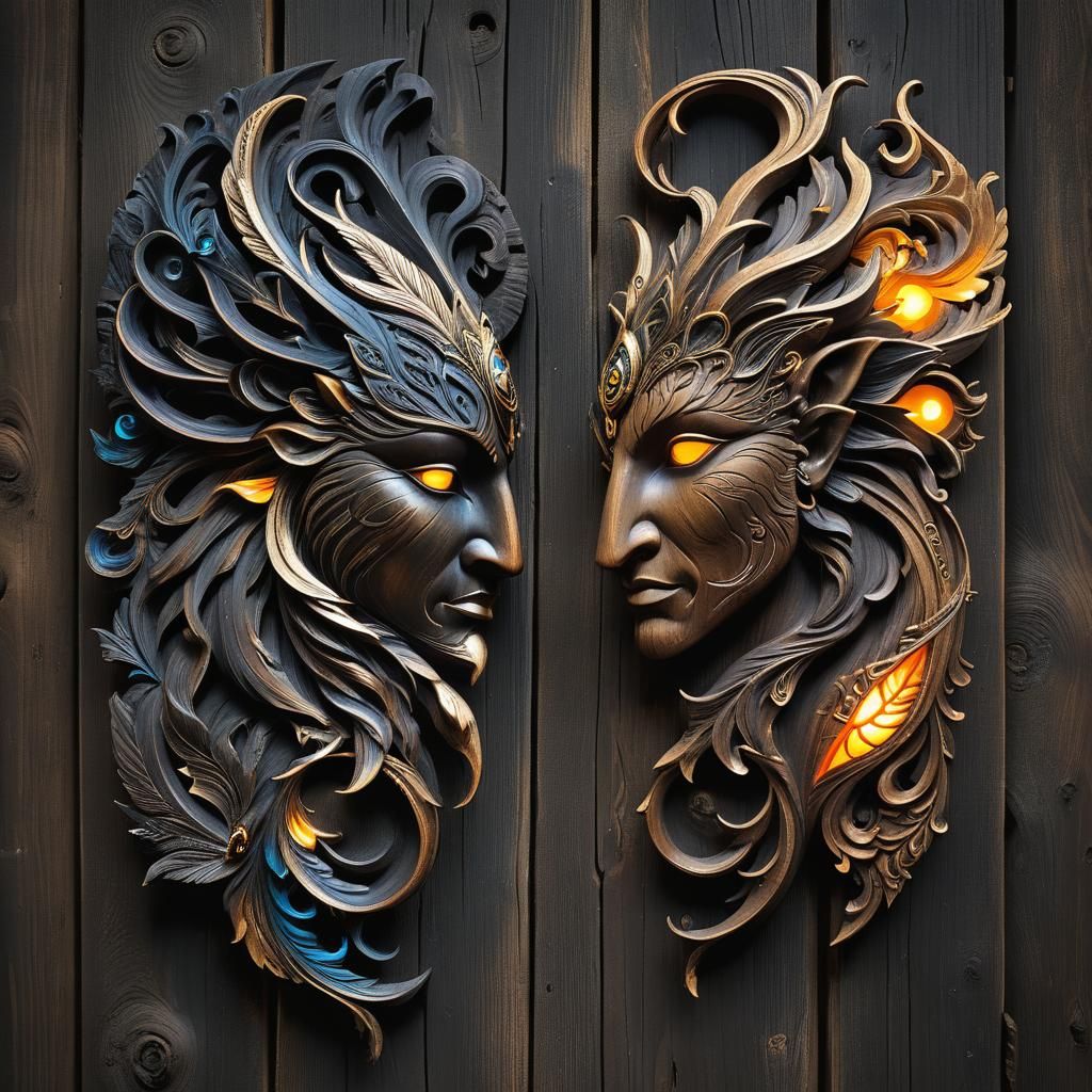 Glowing Mythological Thoughts Carved from Exotic Materials