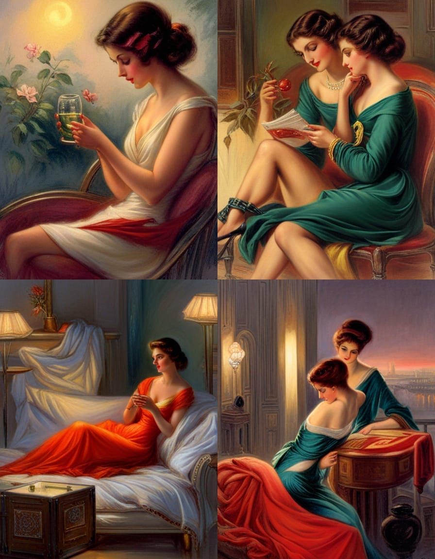 Elegant Interior Scene in Belle Époque Style