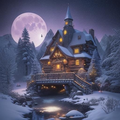 Charming Fairy Tale Village in Digital Oil Painting