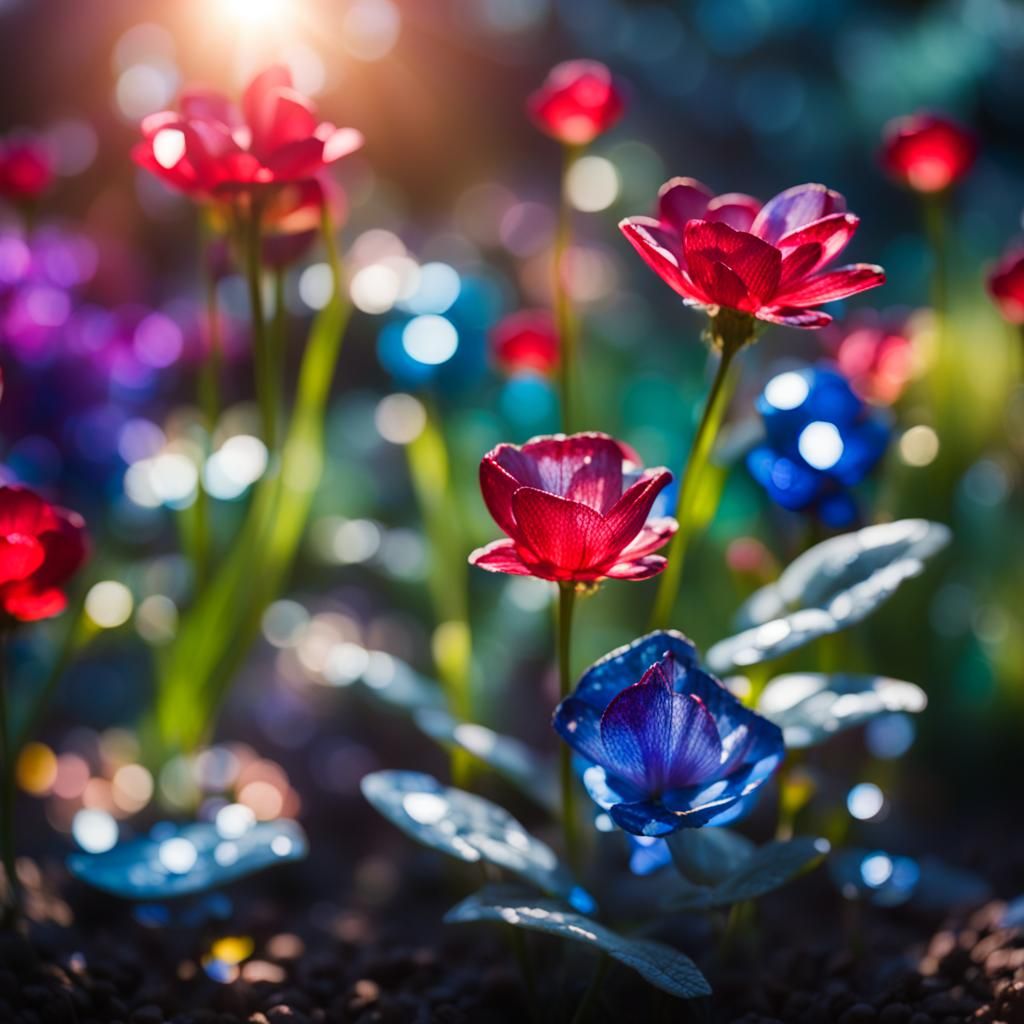 Glass Ruby and Sapphire Flower Garden