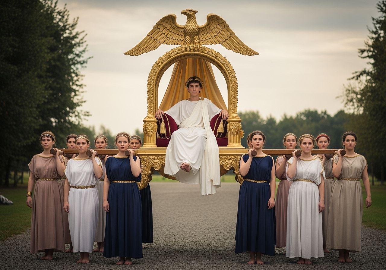 Young Emperor on Gold Throne, Professional Photography