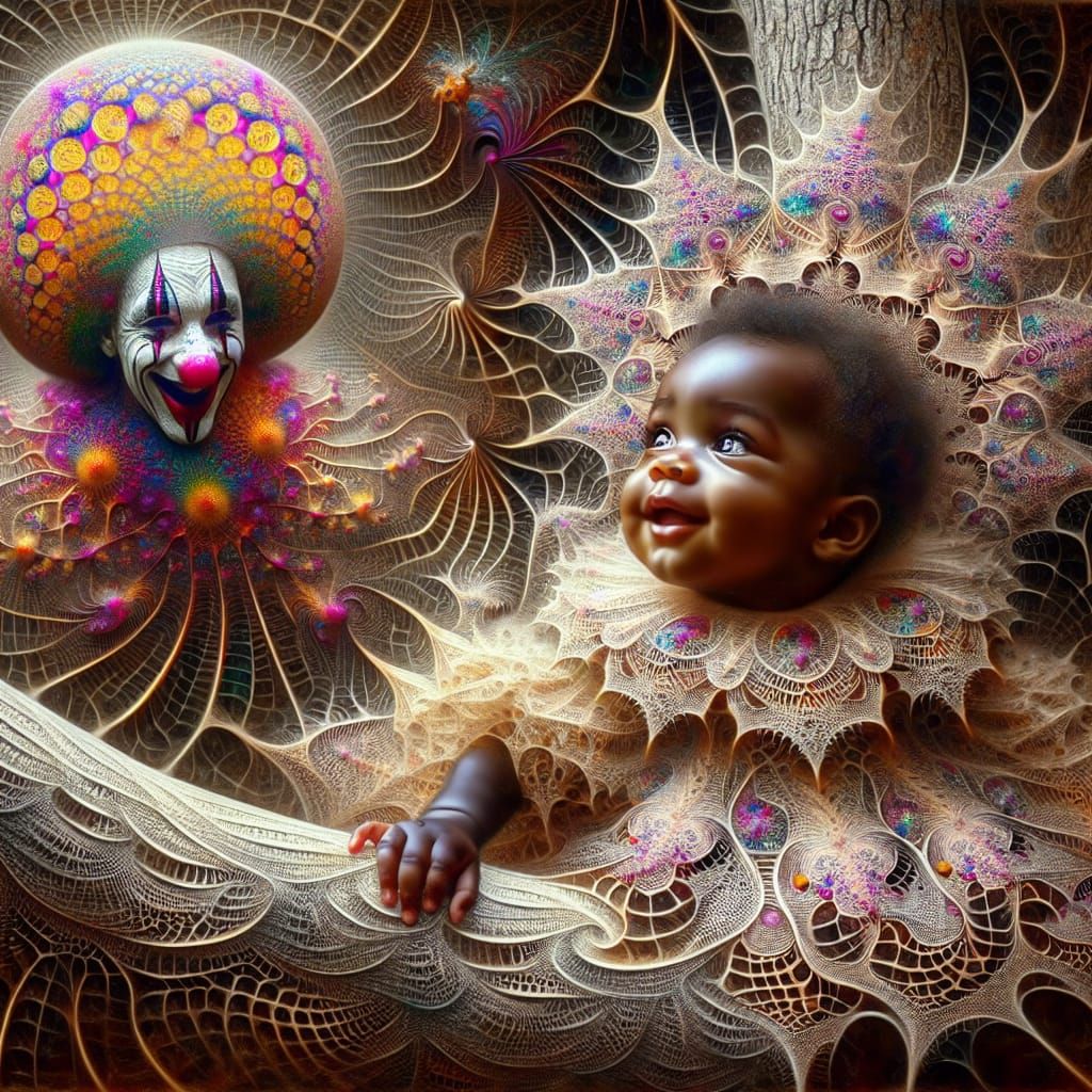 Toddler and Jester Portrait in Impressionist Style