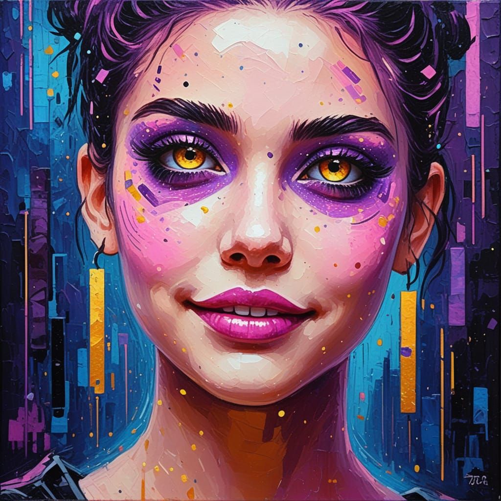 Glamorous Cyberpunk Goddess in Retro-Futuristic Elegance