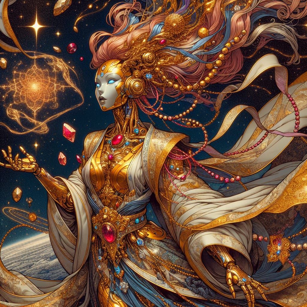 Goddess of Cosmic Beauty in Porcelain Skin