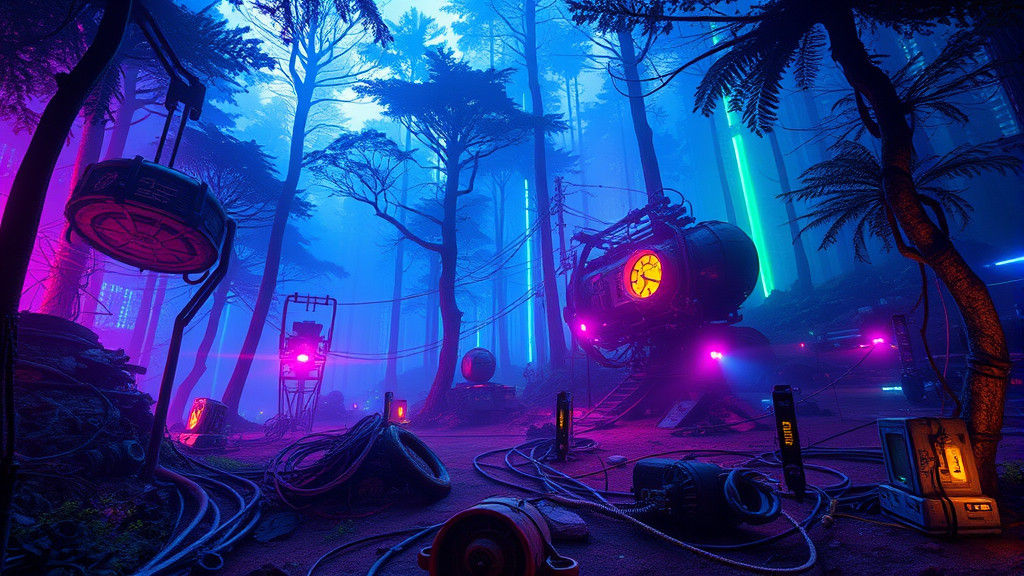 Neon Cyberpunk Forest Landscape in 8K