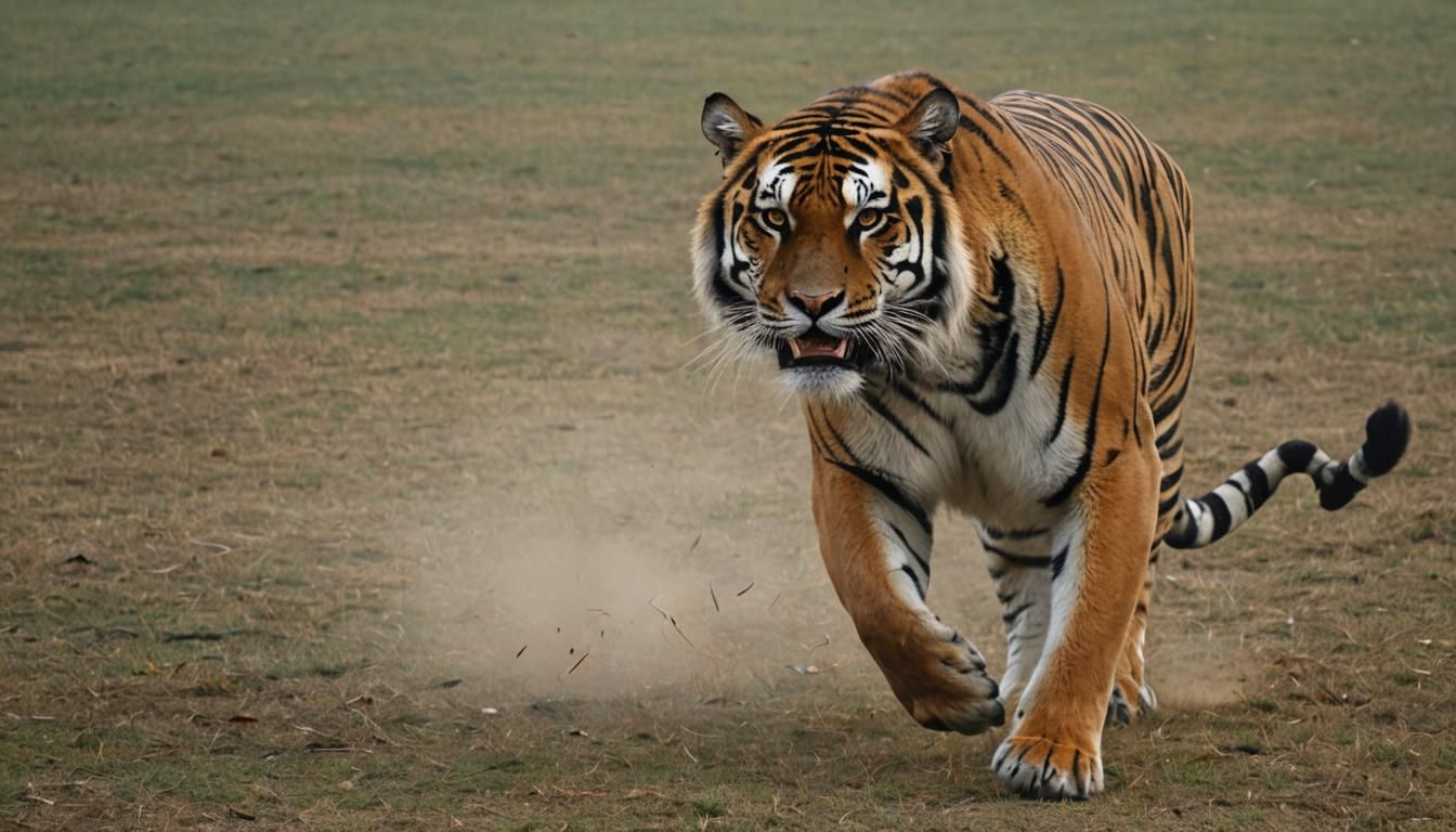 Bengal Tiger Prowls Football Field in Ultra Realistic 4K