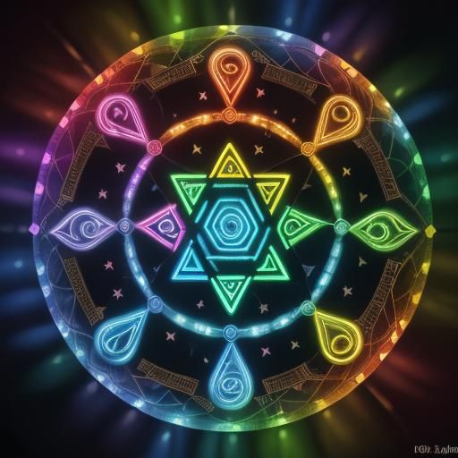 Rainbow Glass Menorah with Star of David Projection