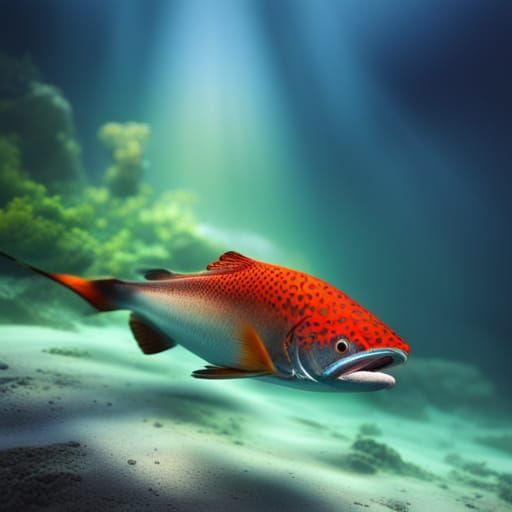 Intricate Salmon Swimming: 8K Masterpiece