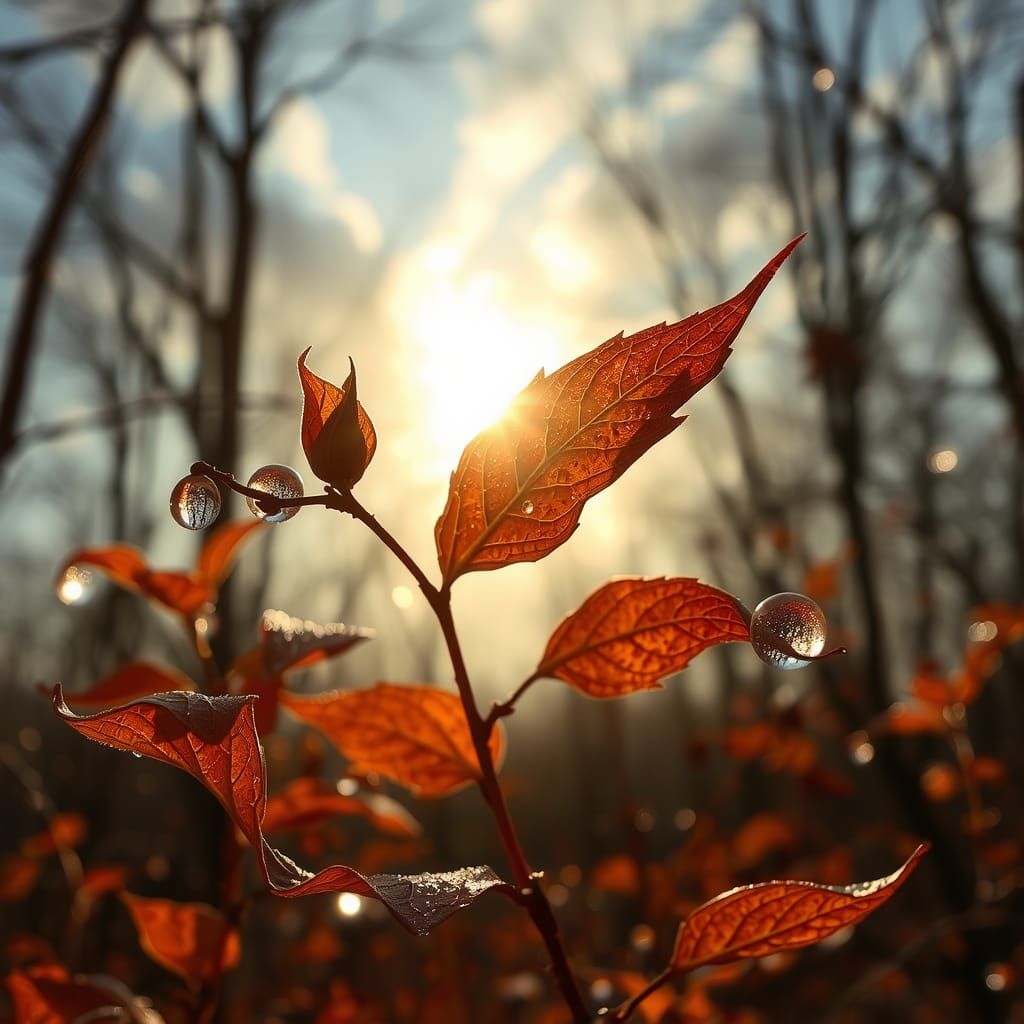 Autumn Leaves Reflect Aurora Borealis in Dreamy Landscape