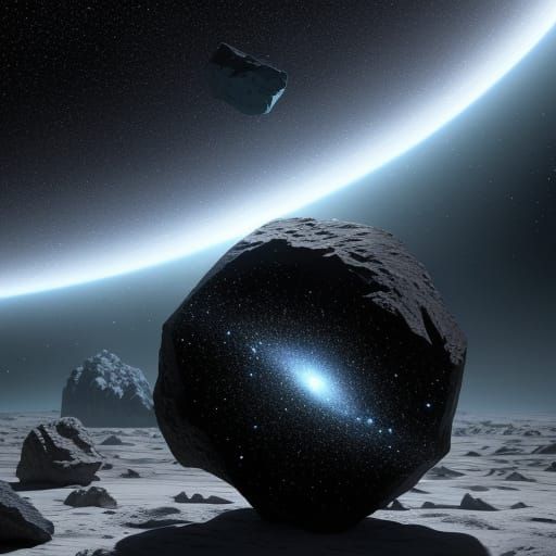 Cosmic Asteroid Collision in Hyperrealistic Space Scene
