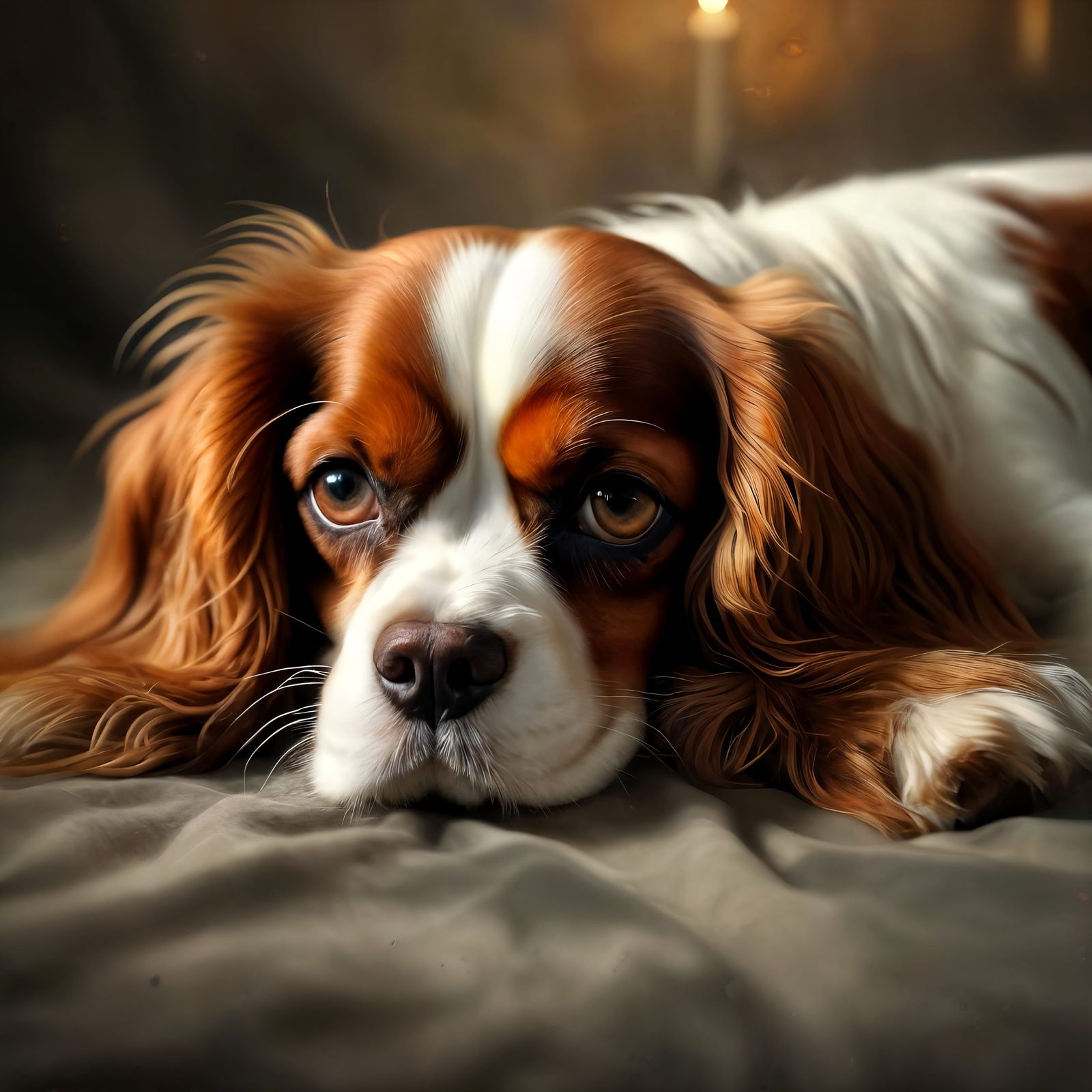 Sad King Charles Cavalier Dog