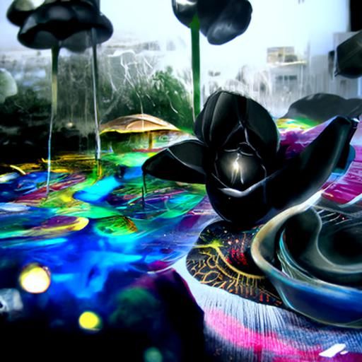 under the lotus black rain falls indoors and outside