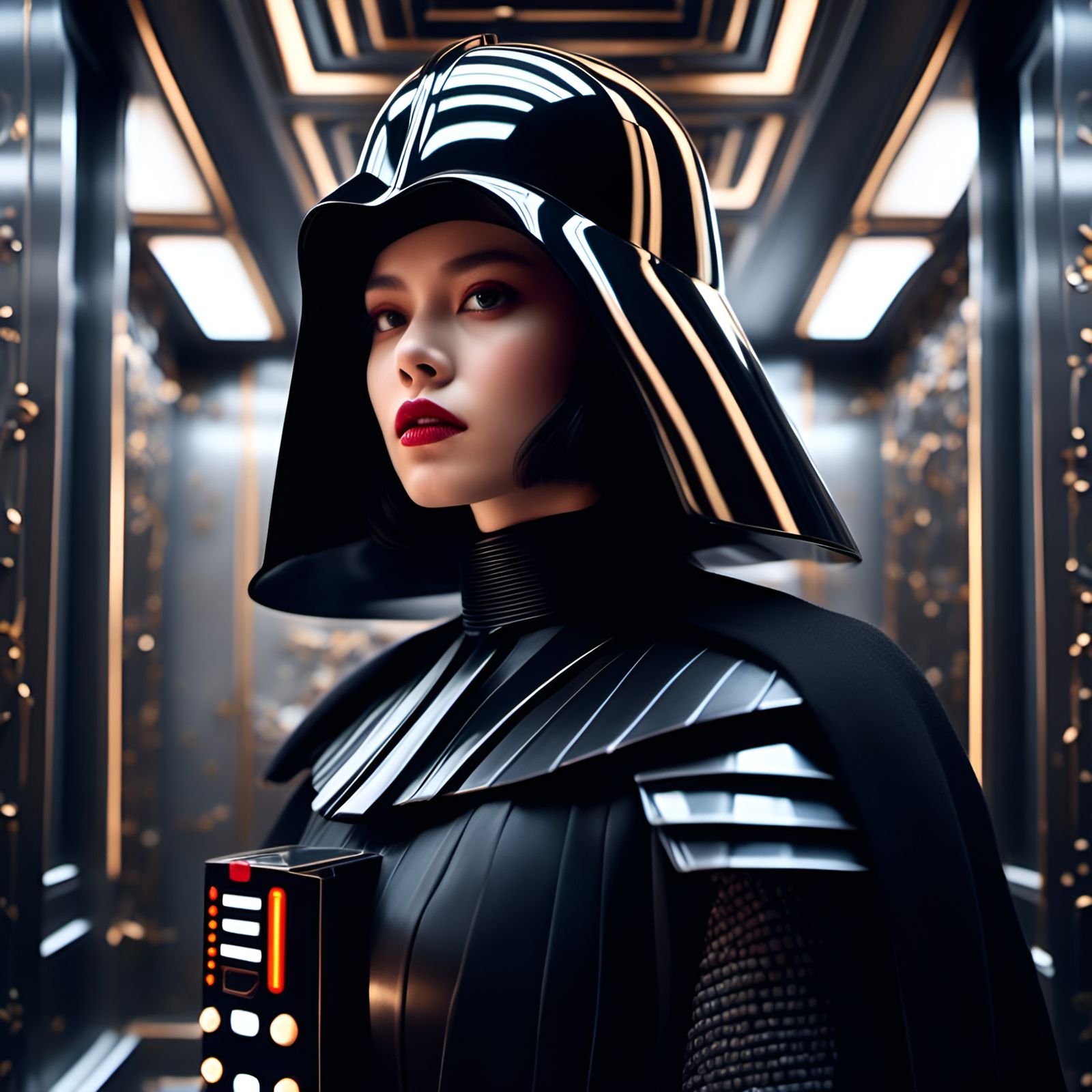 Beautiful Darth Vader Portrait in Elevator