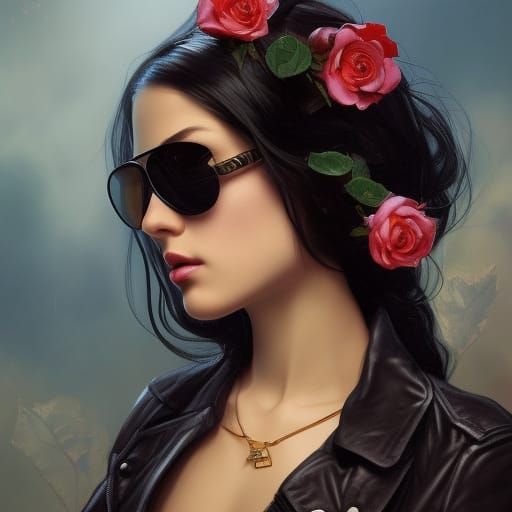 Intricate Portrait of Girl with Rose, Hyperdetailed Art
