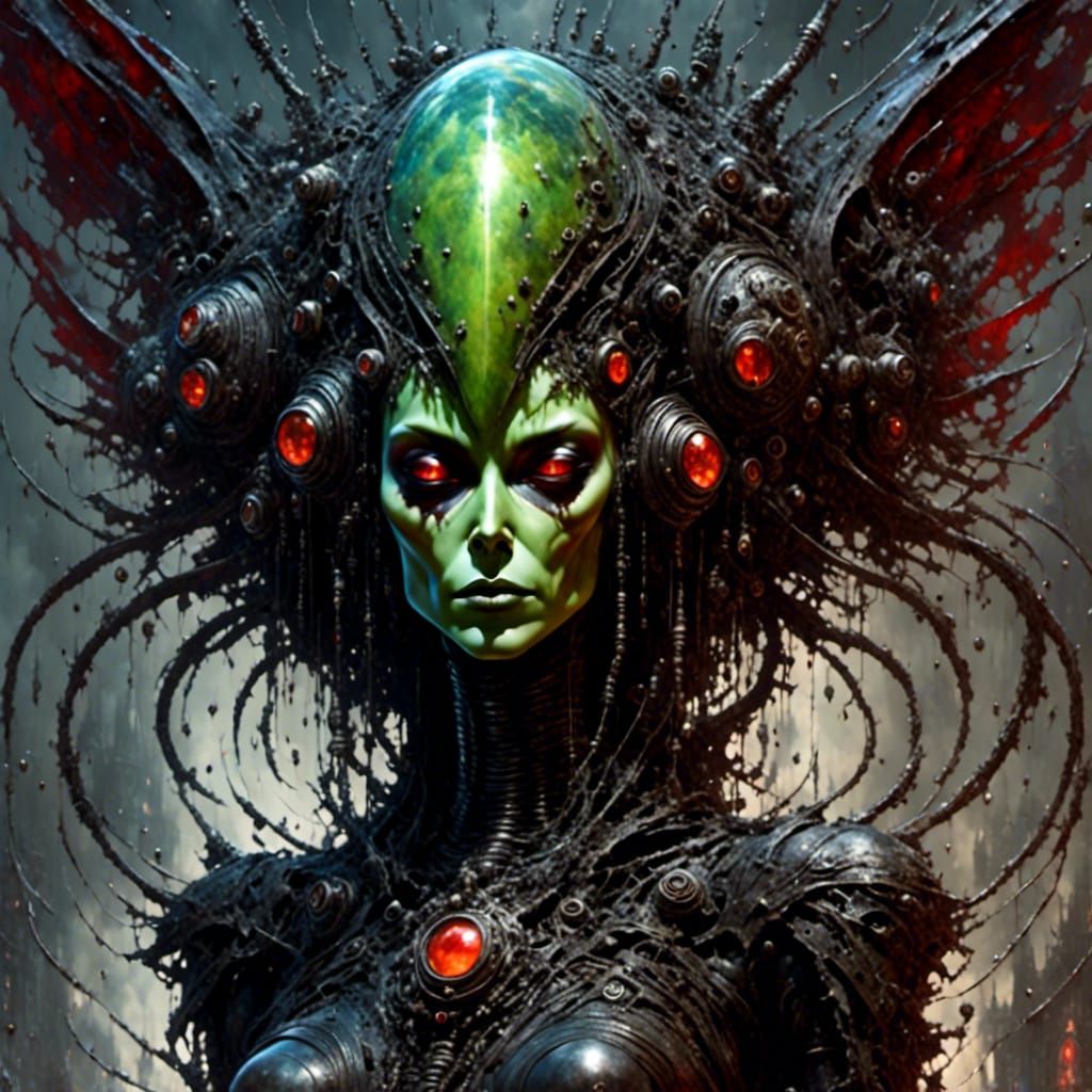 Sinister Female Alien with Compound Eyes