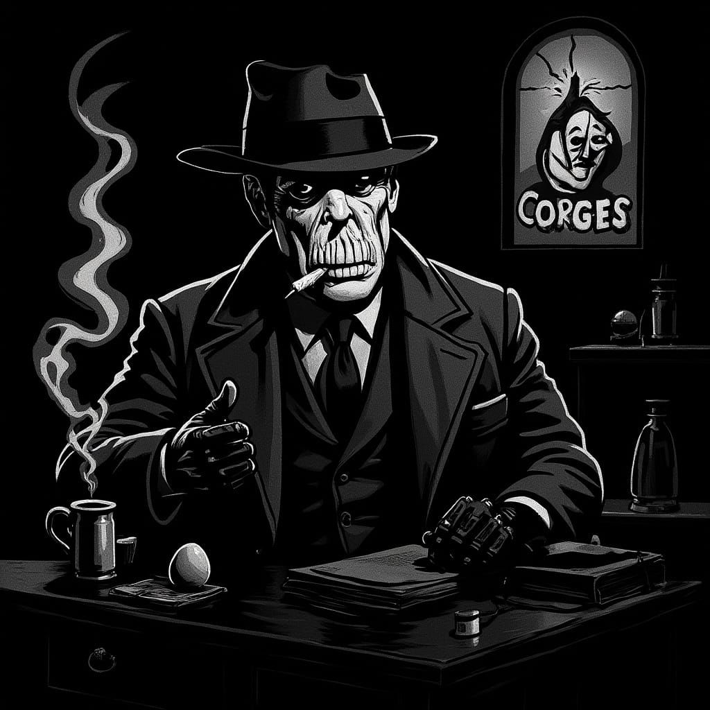 Human Egg Noir: Mike Mignola Style