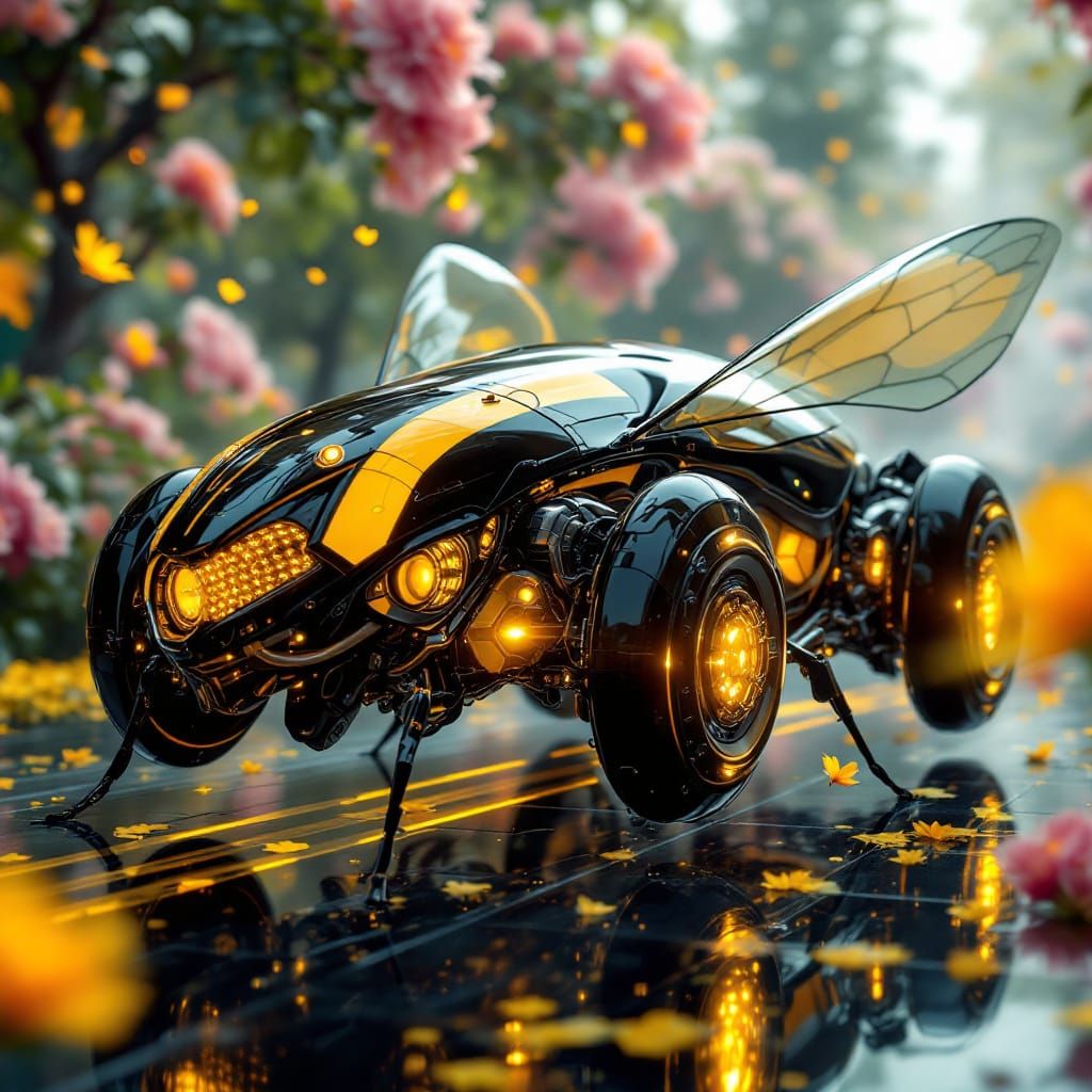 Futuristic Cybernetic Bee Car Concept Art