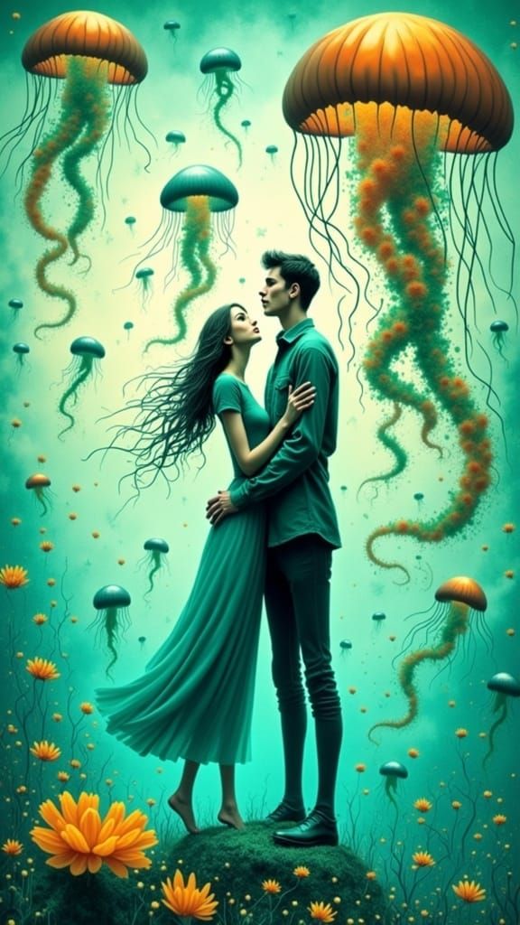 Hopeful Faces Gazing at Jellyfish Sky