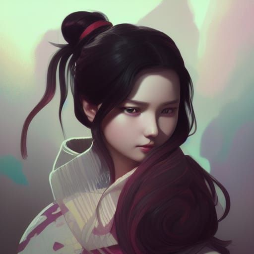 Hyperdetailed Portrait of Nezuko in Art Nouveau Style