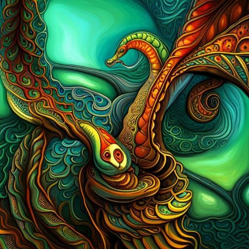 Psychedelic Snake Art with Intricate Details