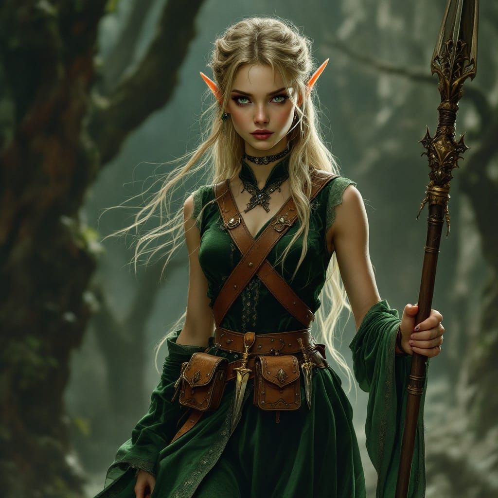 Alaura, an elven warrior,