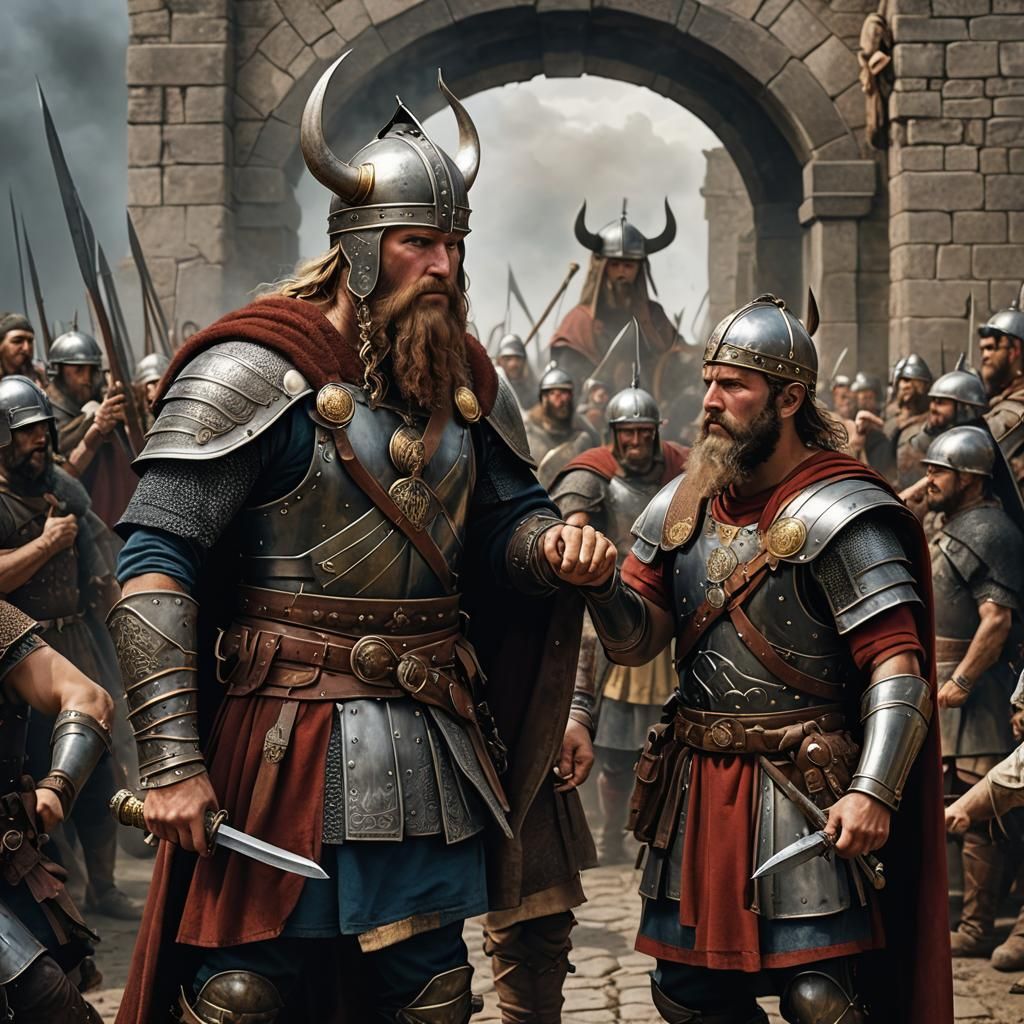 Viking and Roman Sacrifice: Hyperrealistic Portrait