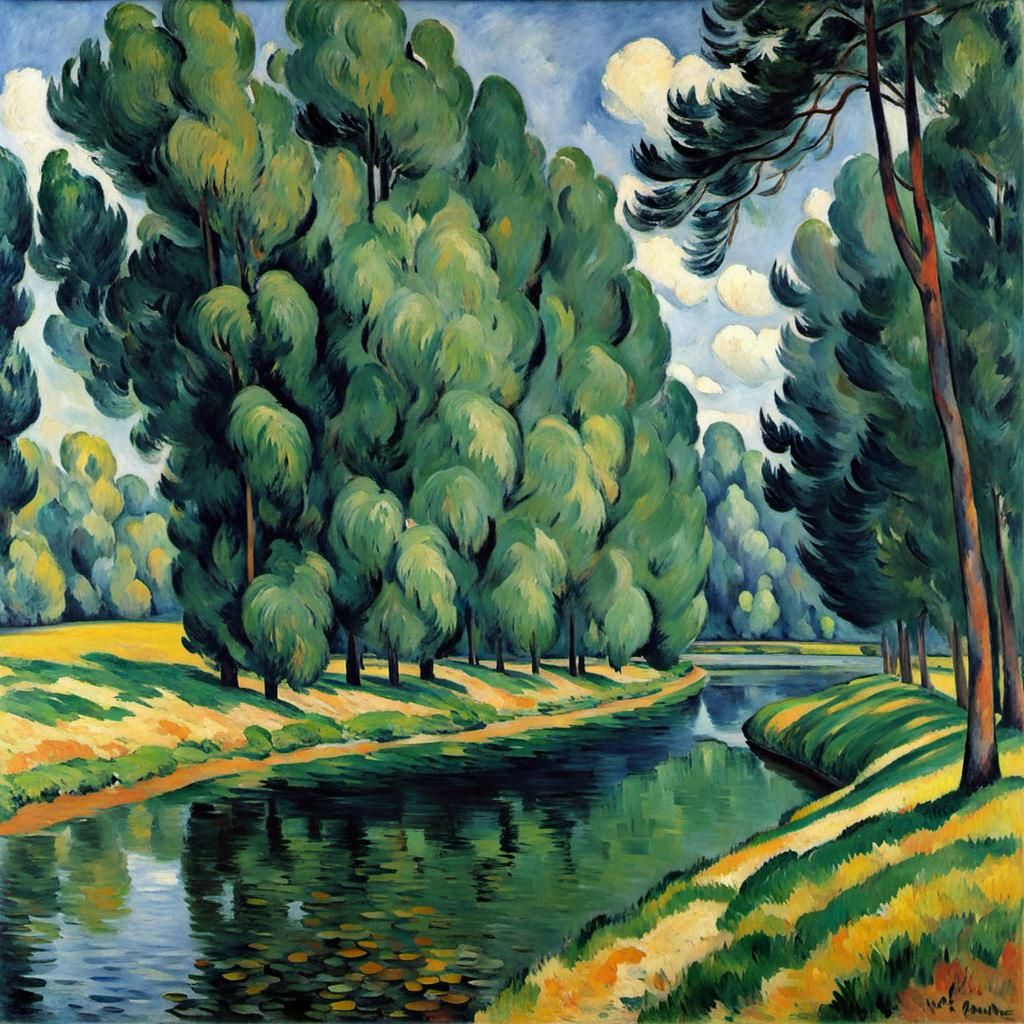 Banks of the Marne in Impressionistic Style