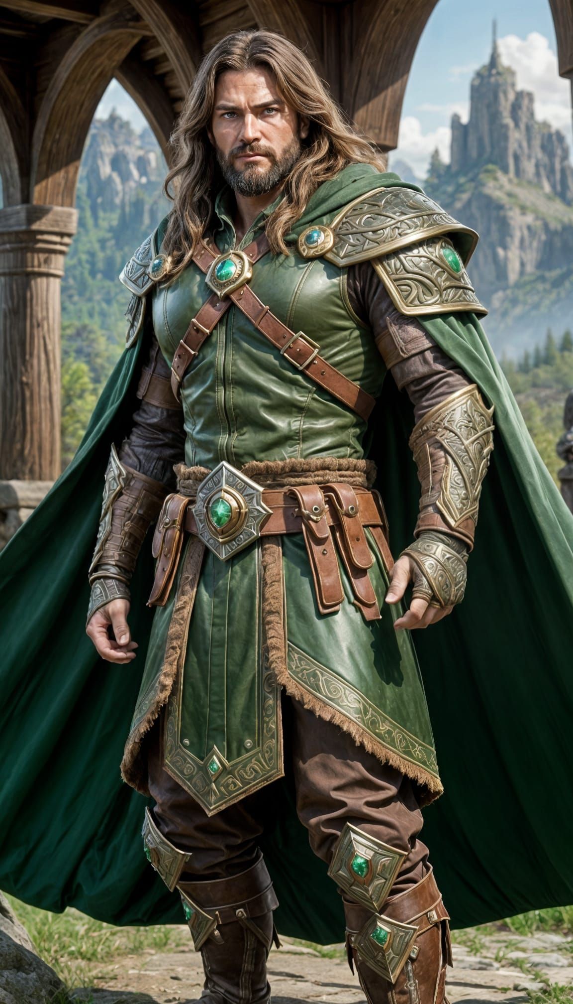 Mighty Human Ranger in Warcraft Style