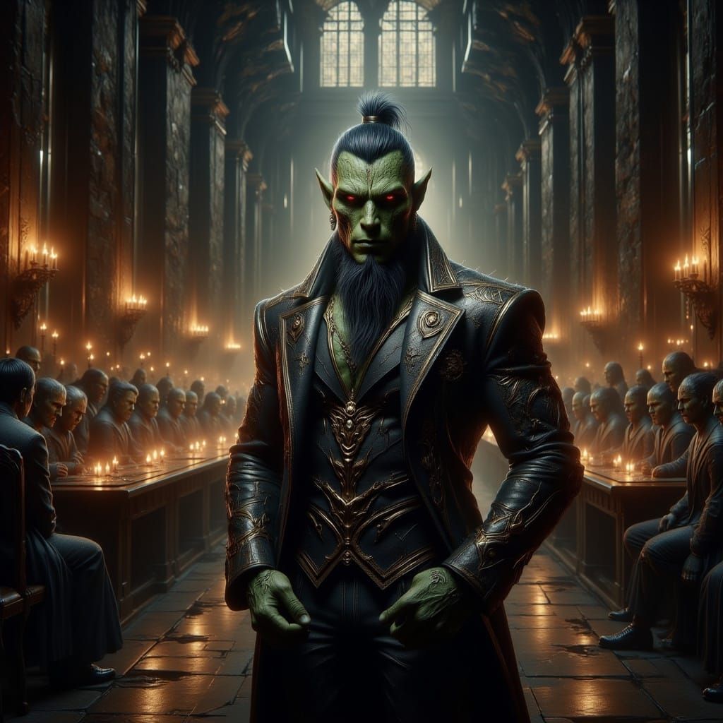 Stately Orc in Candlelit Hall of Commons