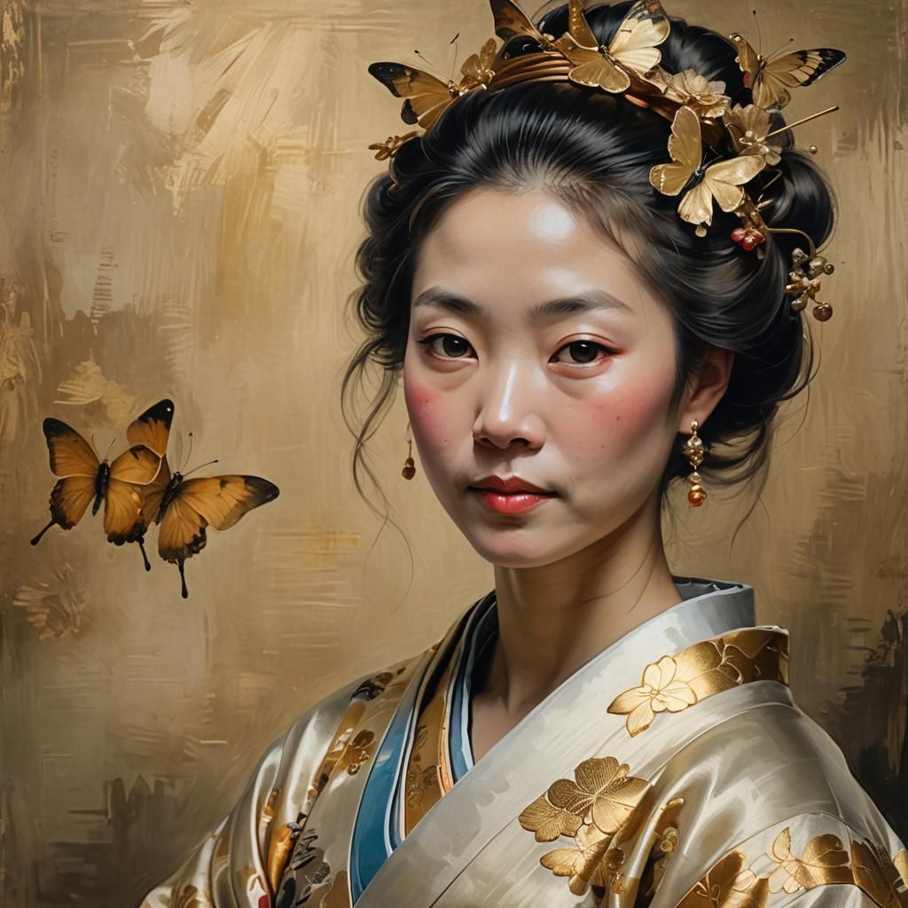 Madamme Butterfly: Dutch Master Oil Painting