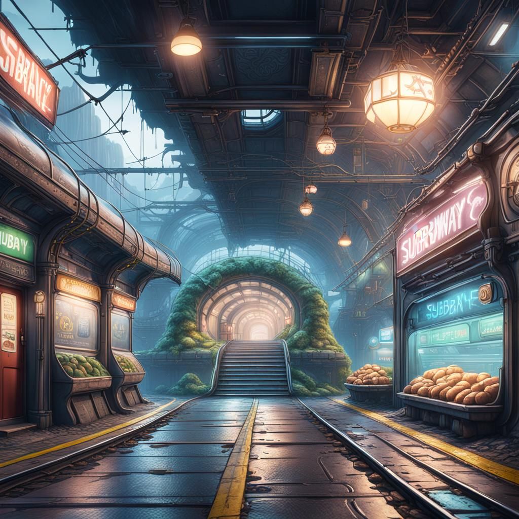 Mole in Subway: Detailed Fantasy Concept Art