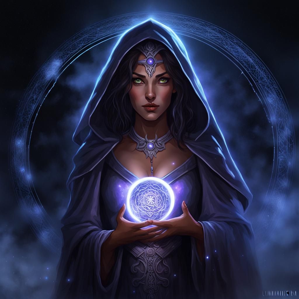 Night Sister Conjuring Magic on Dathomir, Digital Illustrati...