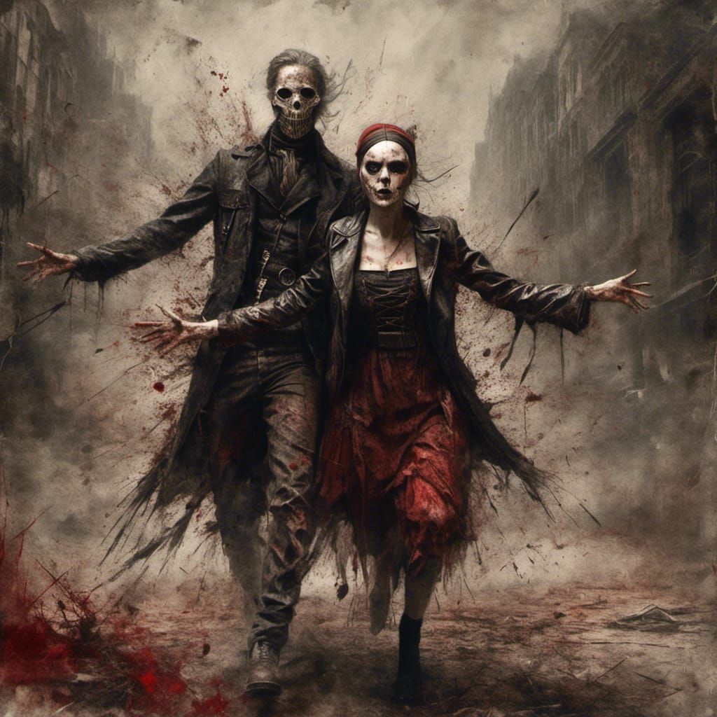 Steampunk Nun and Priest in Post-Apocalyptic Combat