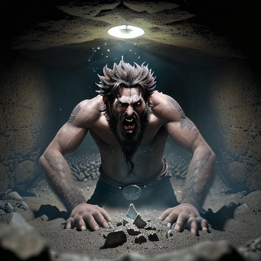 A gruff voice erupts from within the well, a voice that sounds like gravel rolling down a mountain.