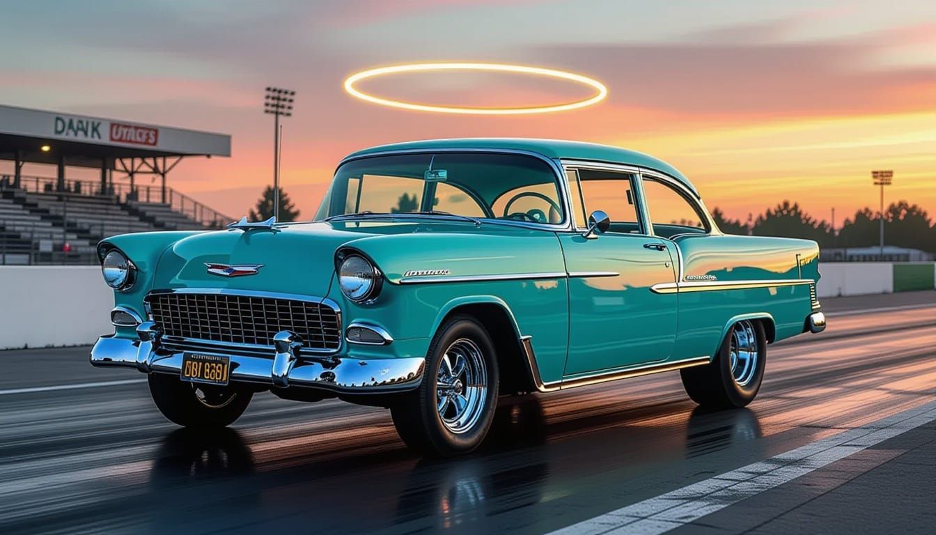 Asphalt Angel: 1955 Chevy Gasser at Sunset