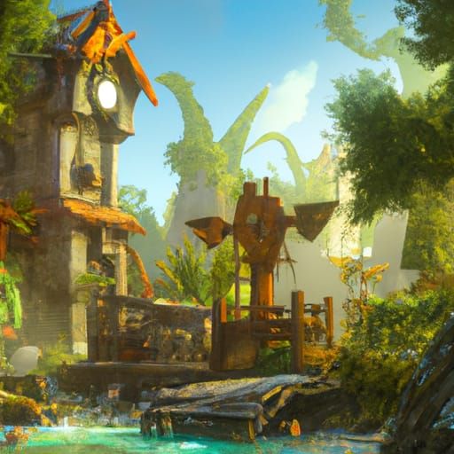 Fantastical Sunny Day in Detailed Matte Painting