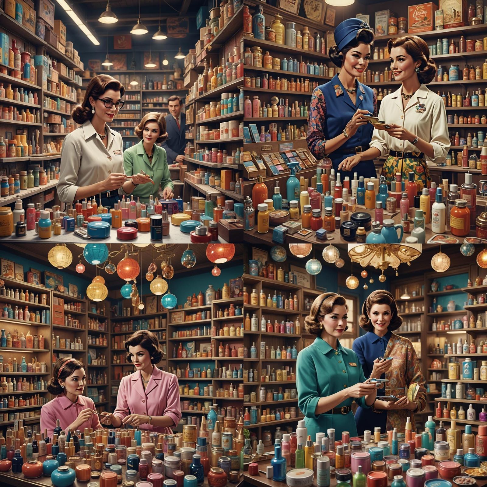 1960s Avon Representative in Detailed Matte Painting Style