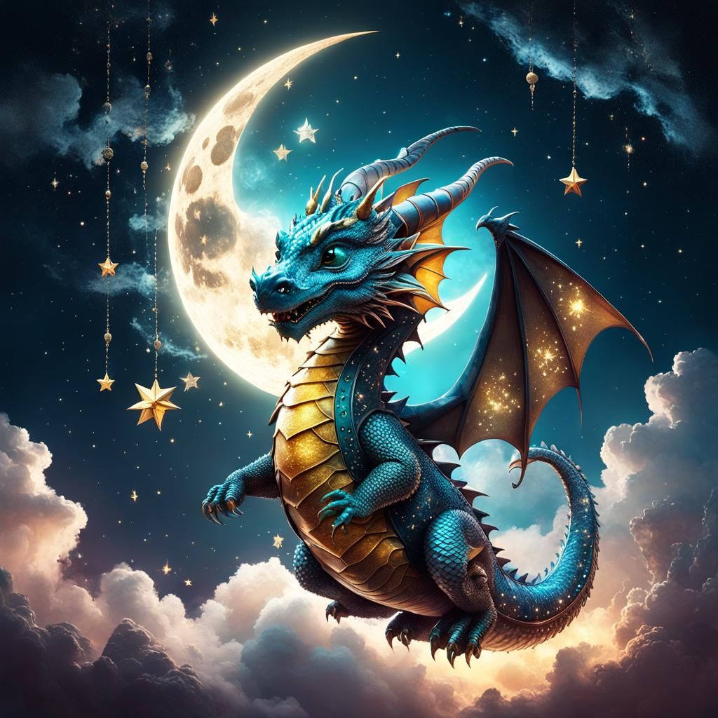 Little Dragon in Dreamworld Cyberpunk Illustration