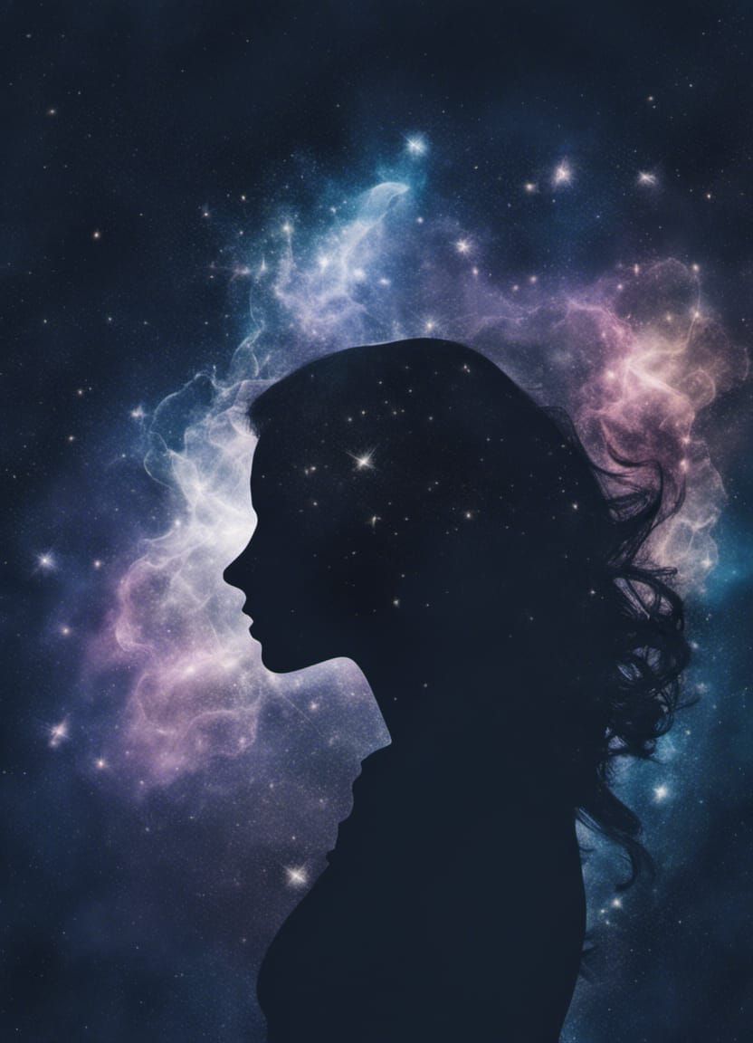 Galaxy Woman Double Exposure Photography