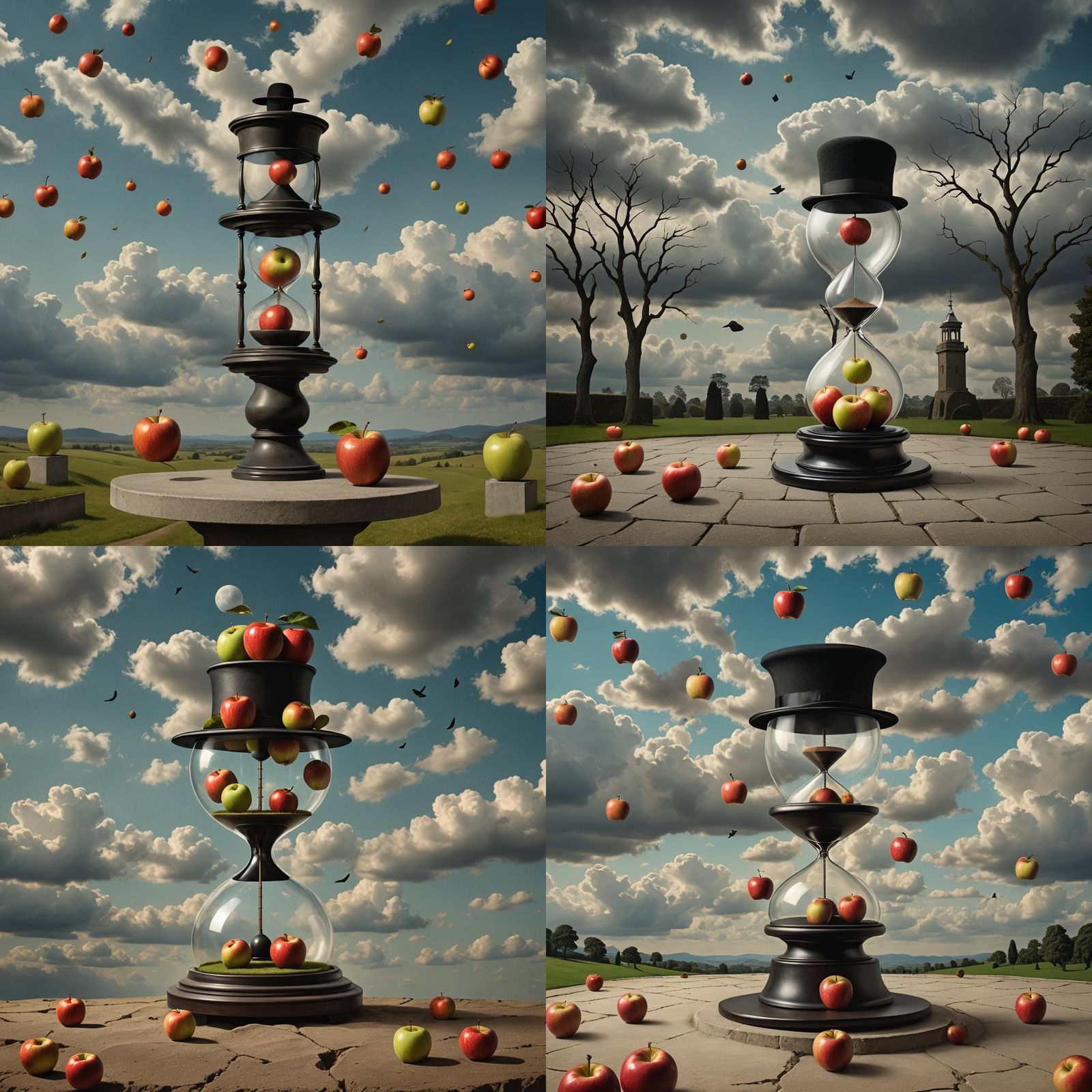 Surreal Hourglass Inspired by Rene Magritte's Art