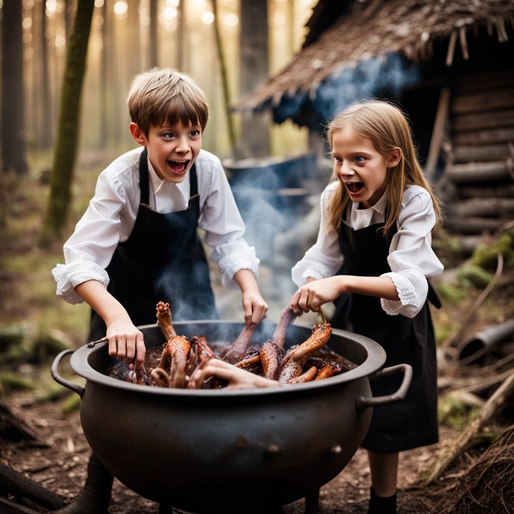 Hansel and Gretel Cook Baba Yaga in Swamp