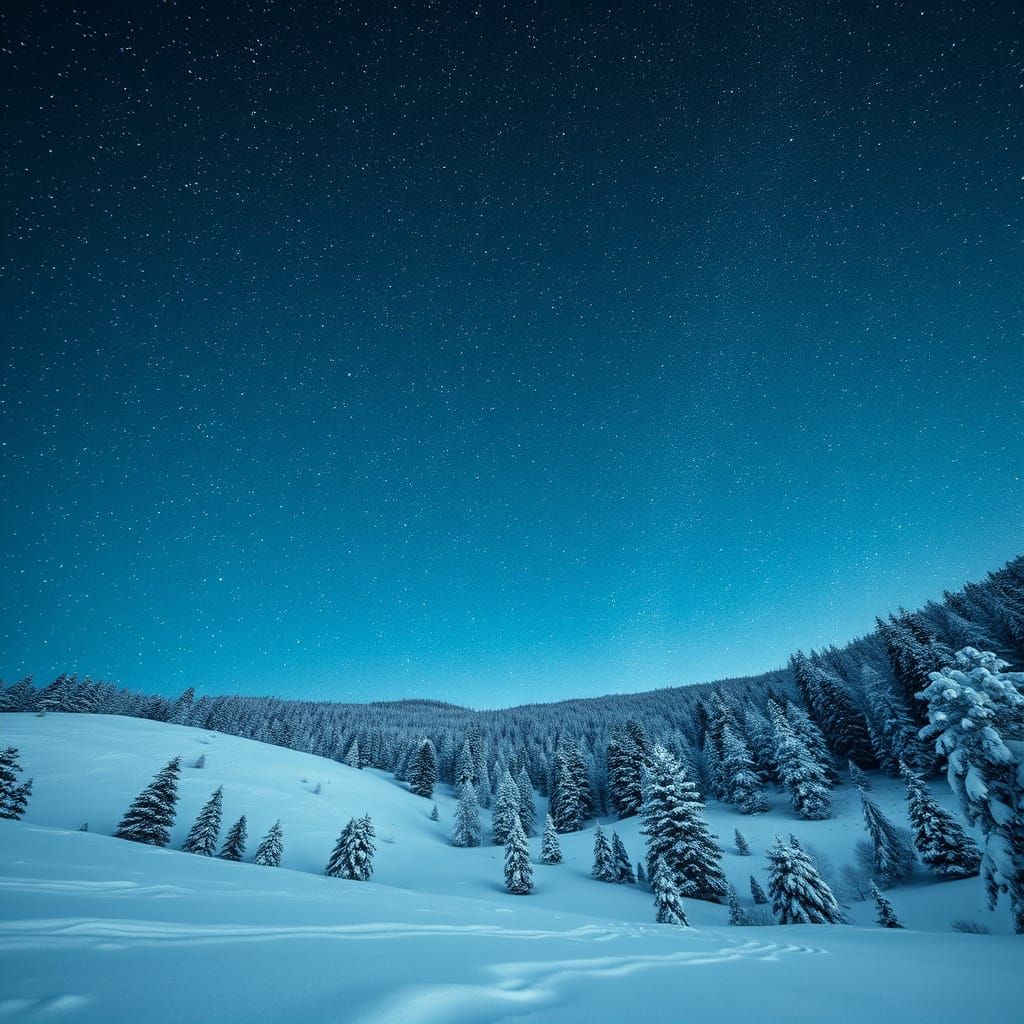 Snowy Landscape Bathed in Starlight