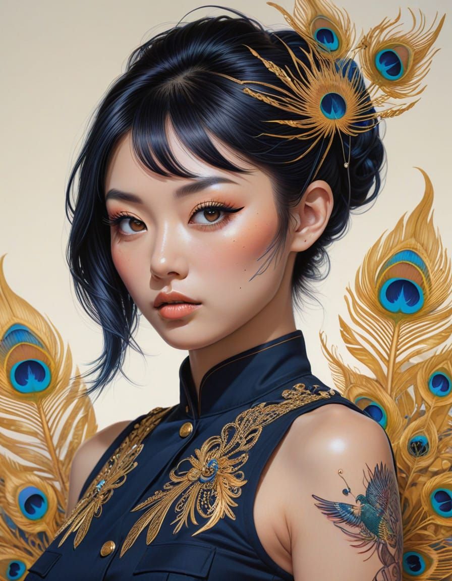 Exotic Beauty in Uniform: A Neo-Traditional Portrait