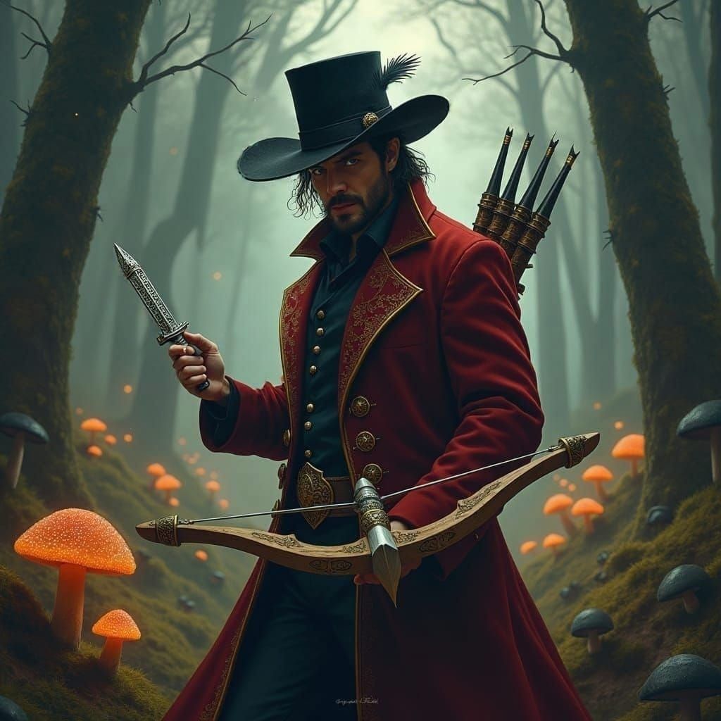 Dark Fantasy Rogue in Misty Woods