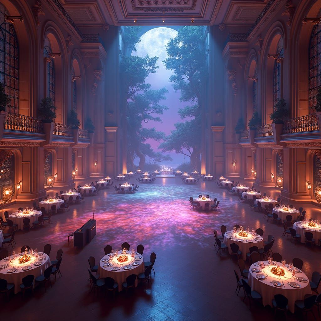 Luxurious Event Hall with Opulent Ambiance and Vibrant Color...
