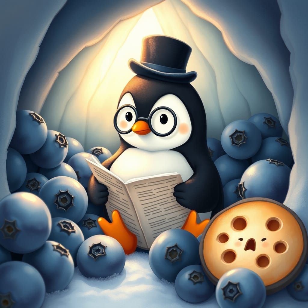 Penguin Gentleman in Cozy Burrow, Classic Children's Book St...