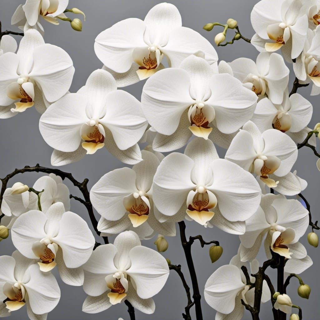 Elegant Heron White Orchid in Digital Art