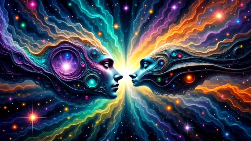 Starships Meet in Watercolor Dreamscape