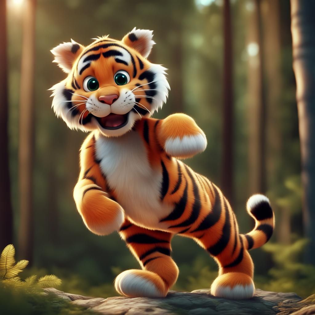 Happy Tigger Bouncing in the Woods