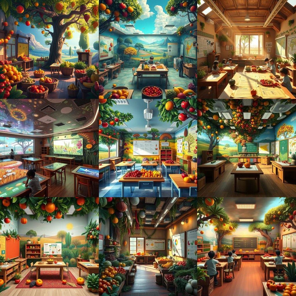 Enchanted Agricultural Classroom in Vibrant Colors